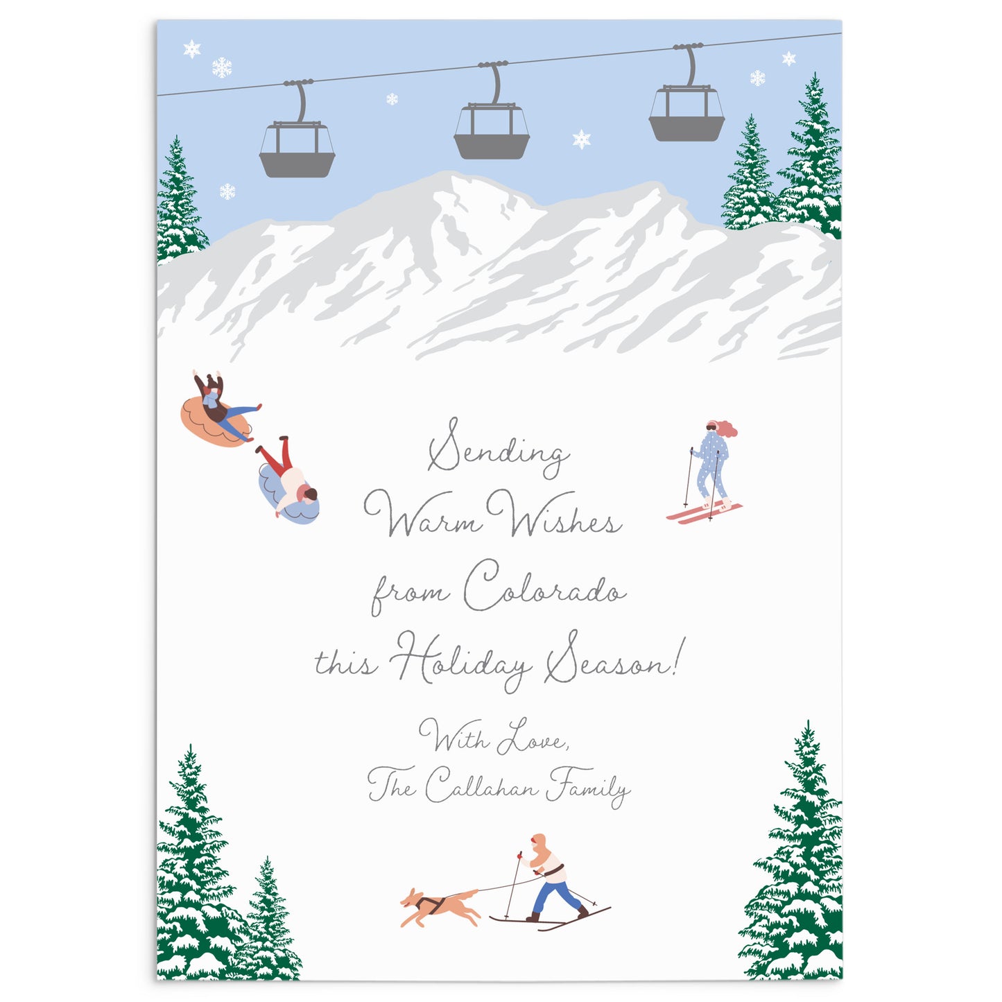 Holiday Fun in the Snow Personalized Card