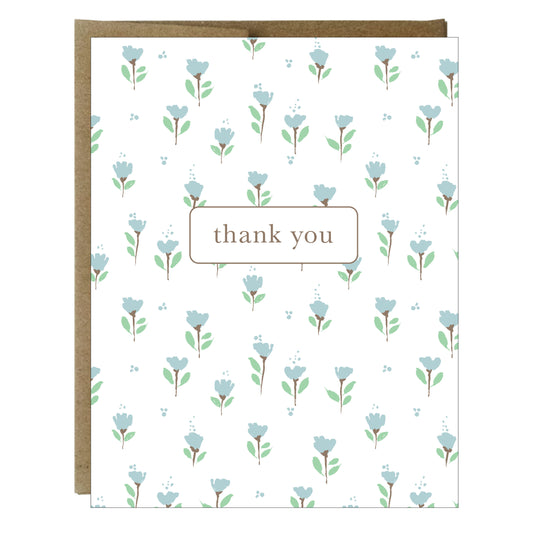 Little Flowers Patterned Thank You Greeting Card - 8 pack