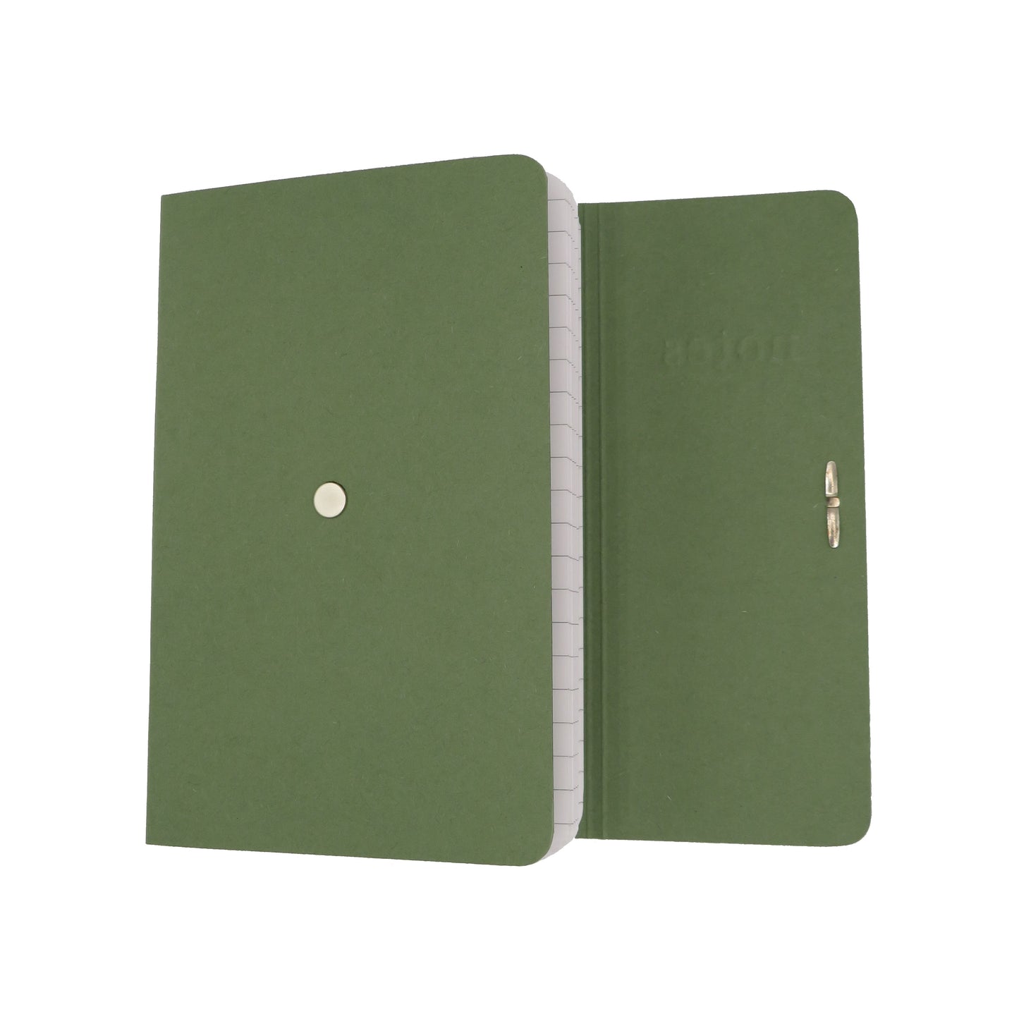 Paper Letterpress Journal with Magnetic Button in Moss Green