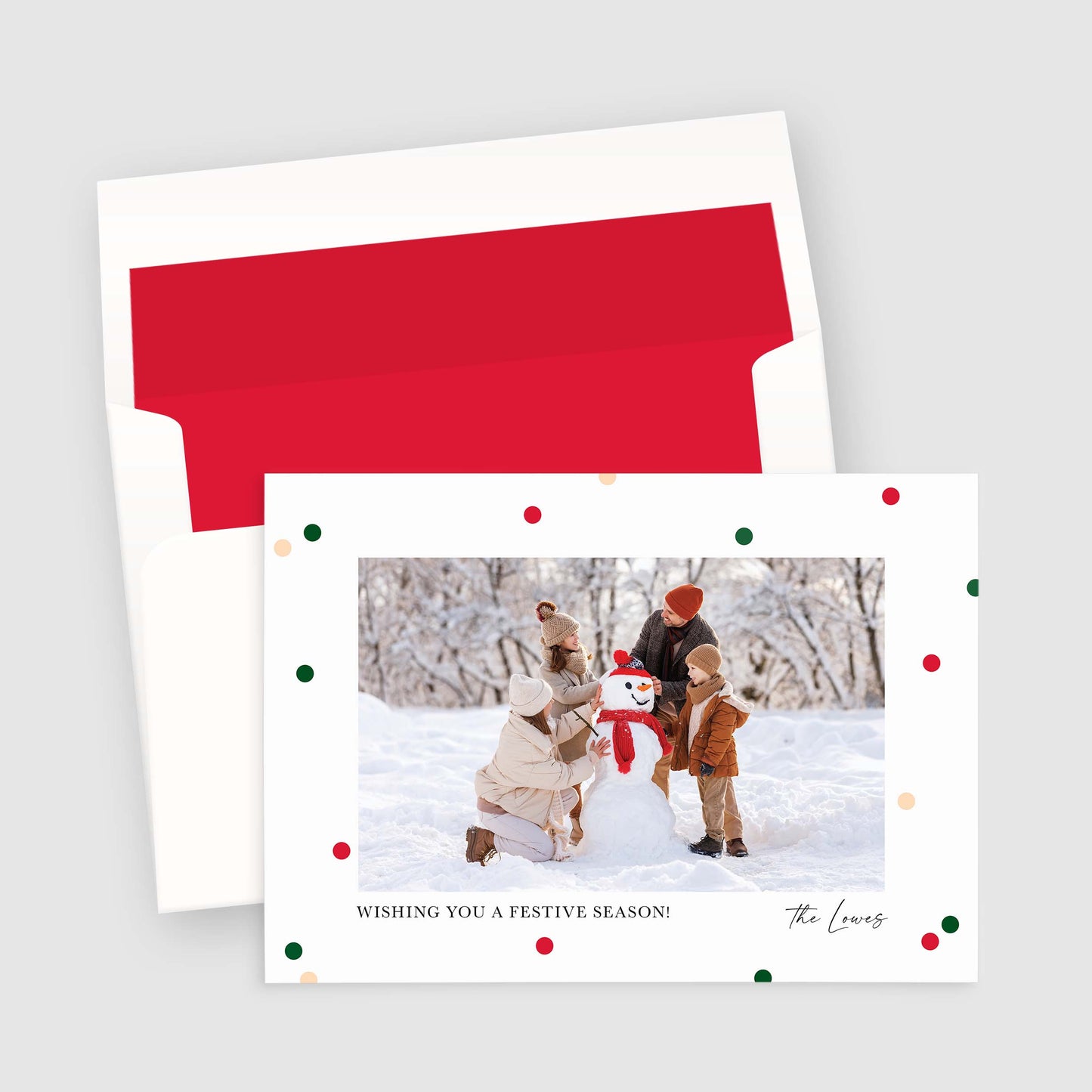 Festive Confetti Polka Dots Photo Card