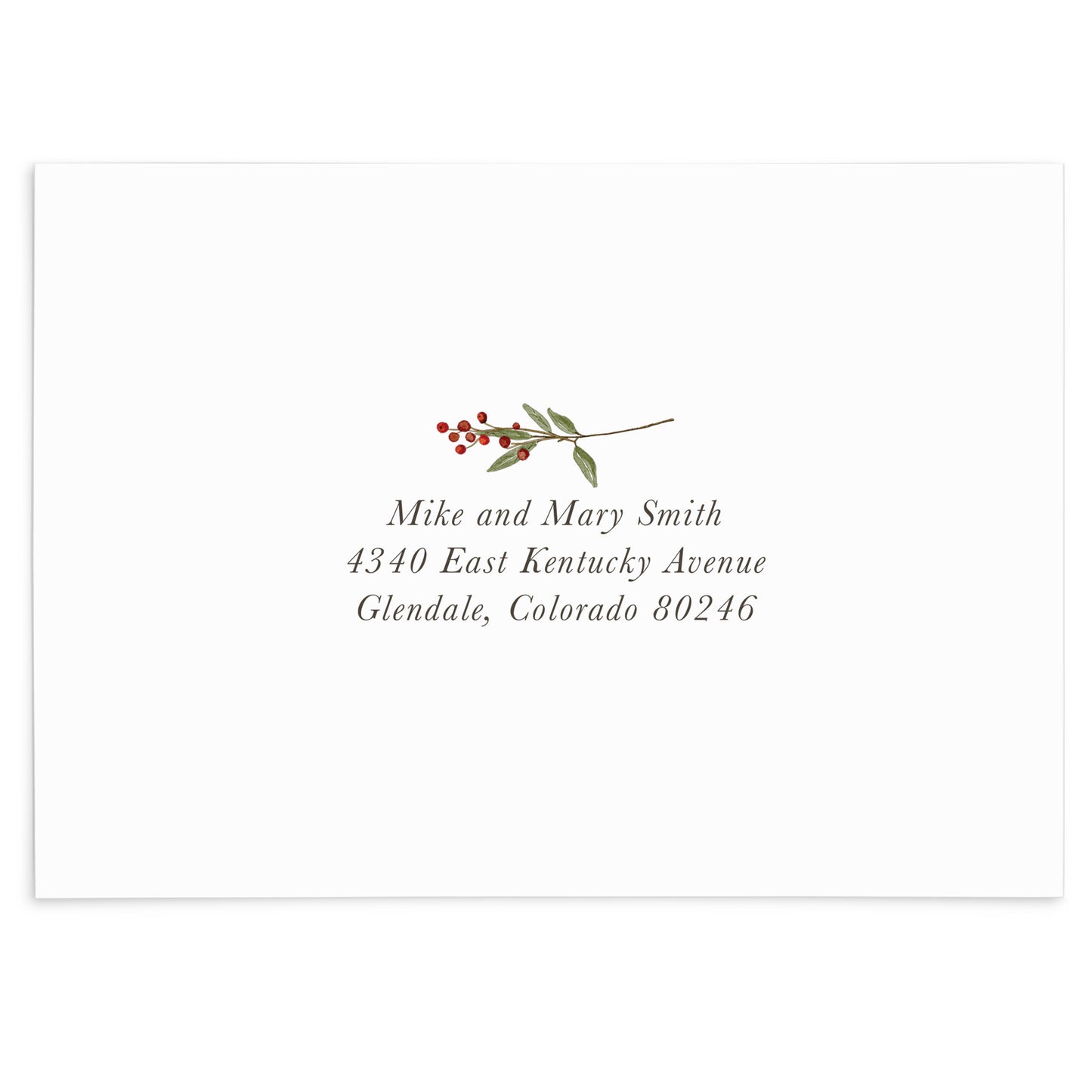 Watercolor Pine Branches and Berries Personalized Christmas Card