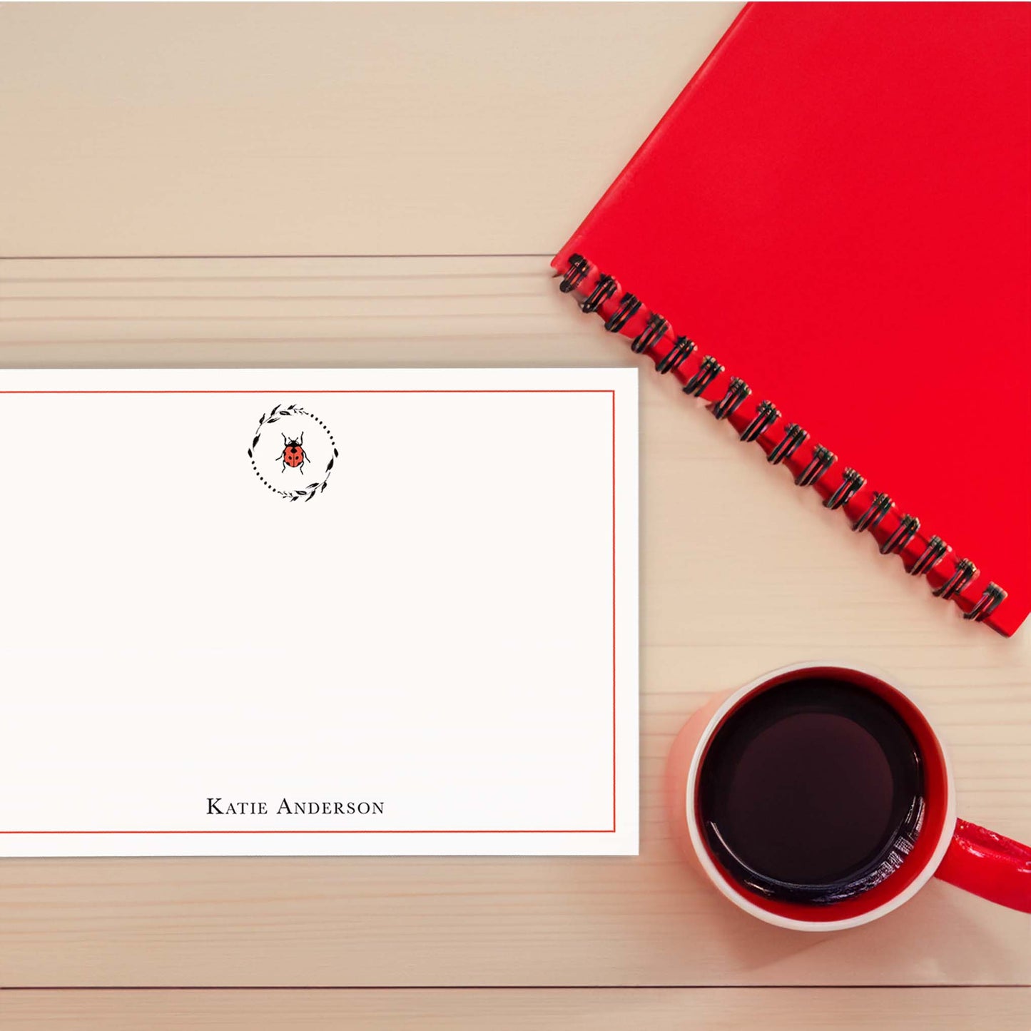 Ladybug Stationery | Personalized Note Cards Set of 10