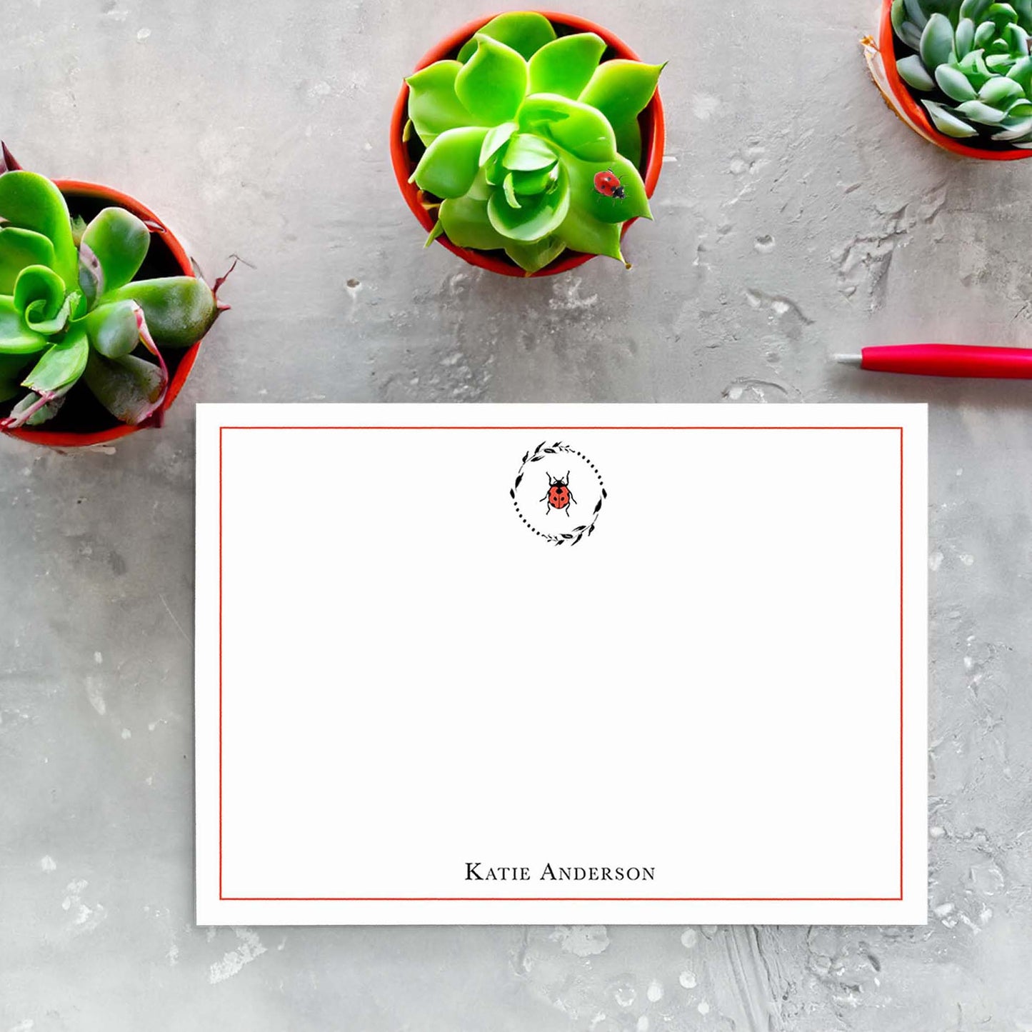 Ladybug Stationery | Personalized Note Cards Set of 10