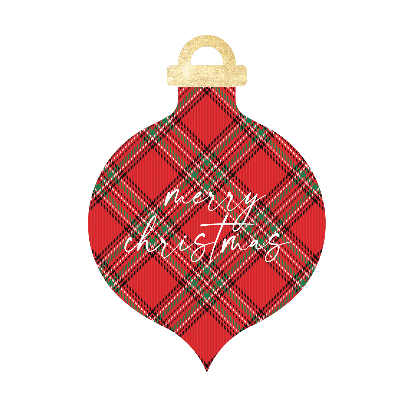 Merry Christmas Tartan Plaid Ornament Shaped Greeting Card